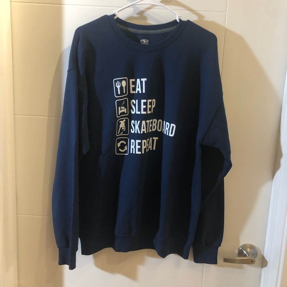 Blue skateboard sweater